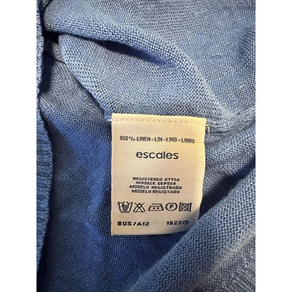 Escales Paris 100% Linen 1/4 Zip Sweater Blue Men's Limited Edition Size L - Picture 7 of 9